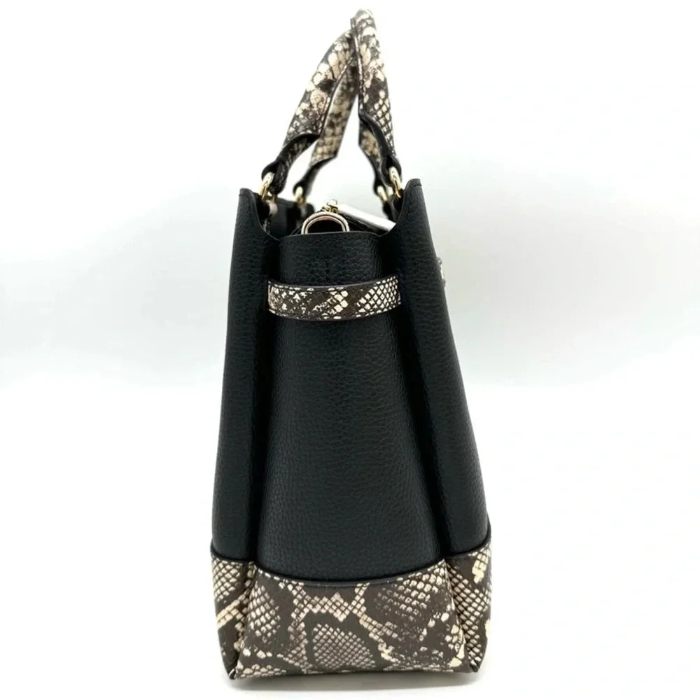 Michael Kors Reed Large Leather Belted Satchel Crossbody Bag Snakeskin - Picture 5 of 13